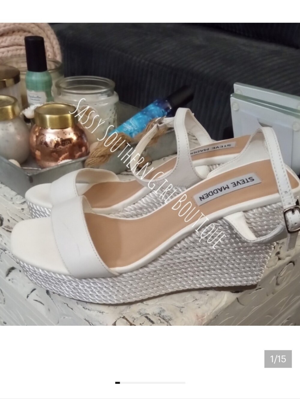🆕⭐ Steve Madden white espadrille wedges